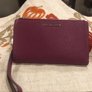 Michael Kors double zip garnet Wristlet